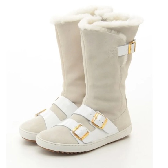 Danbury Shearling White Suede/Patent Leather Tall Boots - Picture 3 of 12